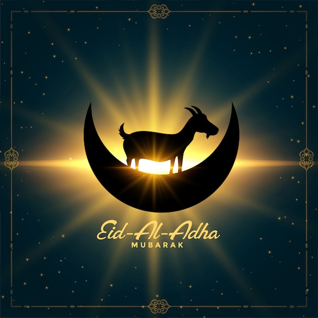 Nice glowing eid al adha bakrid festival wishes card