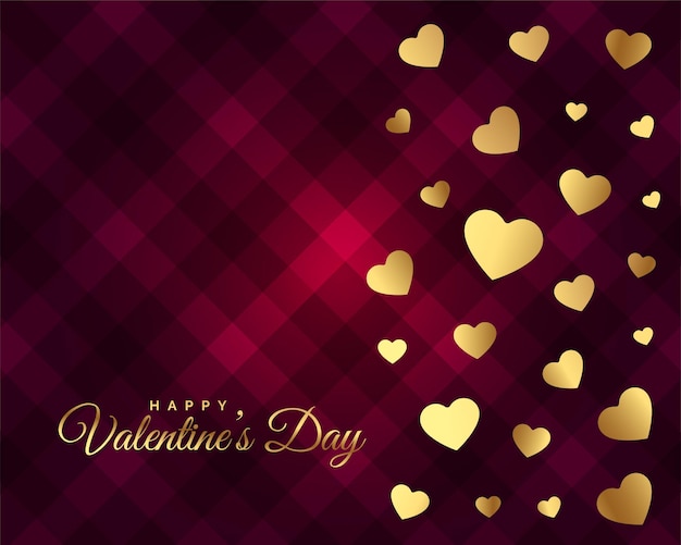 Free Vector nice golden hearts valentines day card design