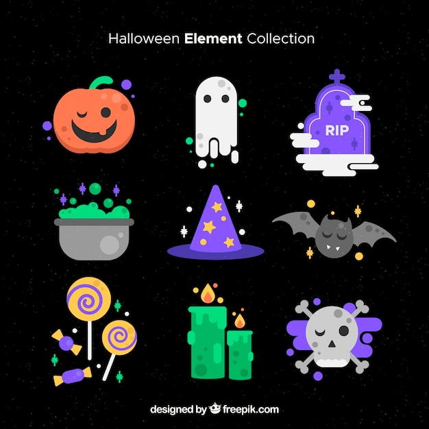 Nice halloween elements in flat design