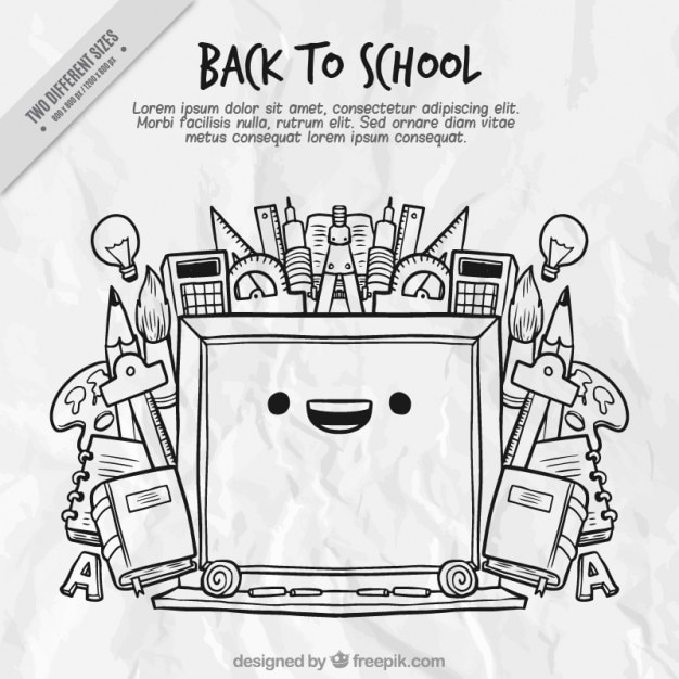 Free vector nice hand drawn background of school supplies