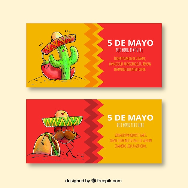 Free Vector nice hand drawn mexico banners