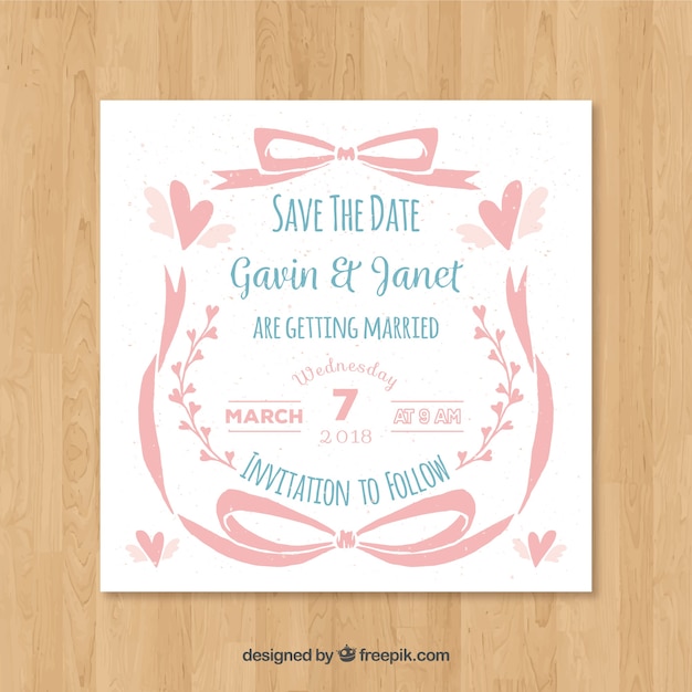 Free Vector nice hand drawn wedding invitation