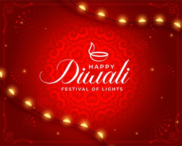 Free Vector nice happy diwali greeting background with lights festoon design