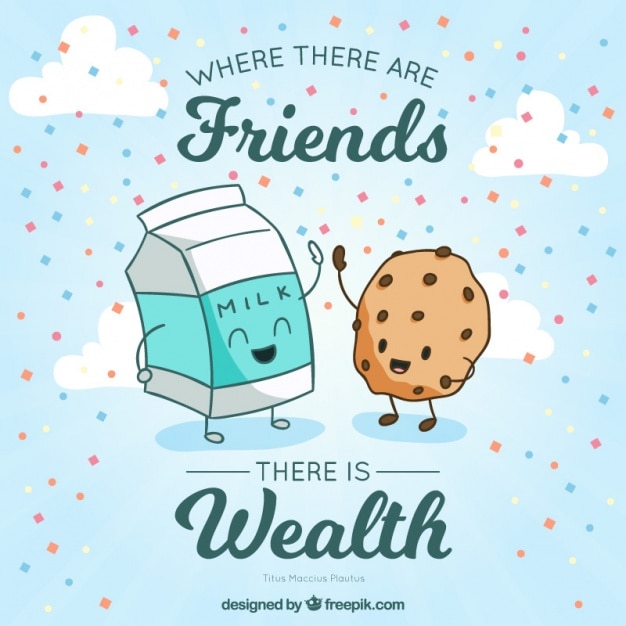 Free Vector nice illustration of delicious friends with an inspirational phrase