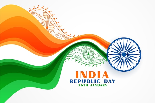 Nice indian republic day creative wavy flag