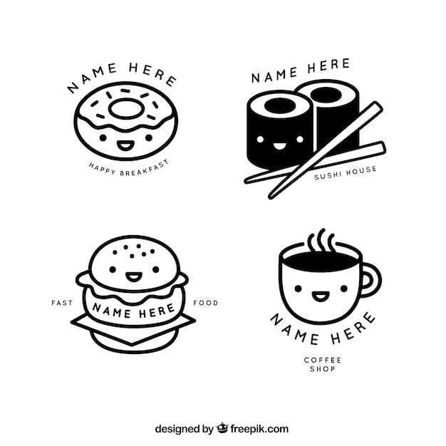 Free Vector nice lineal restaurant and coffee shop logos