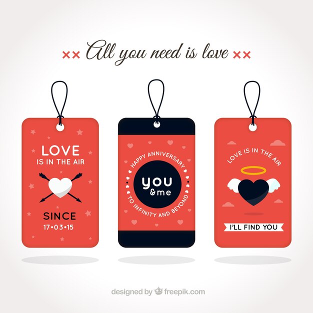 Nice love labels with hearts