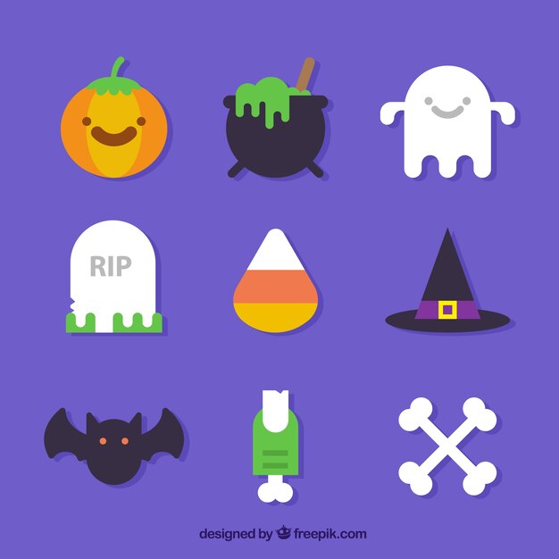 Nice objects halloween collection in flat design