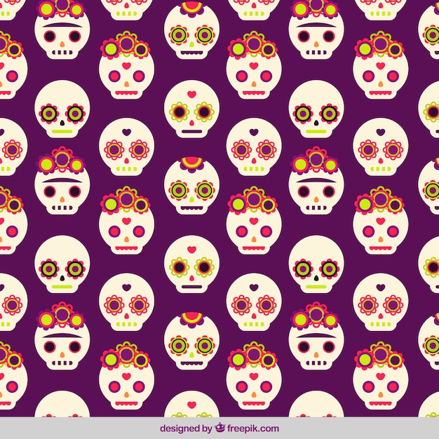 Free vector nice pattern with decorative mexican skulls