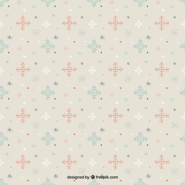 Nice pattern with snowflakes in different colors