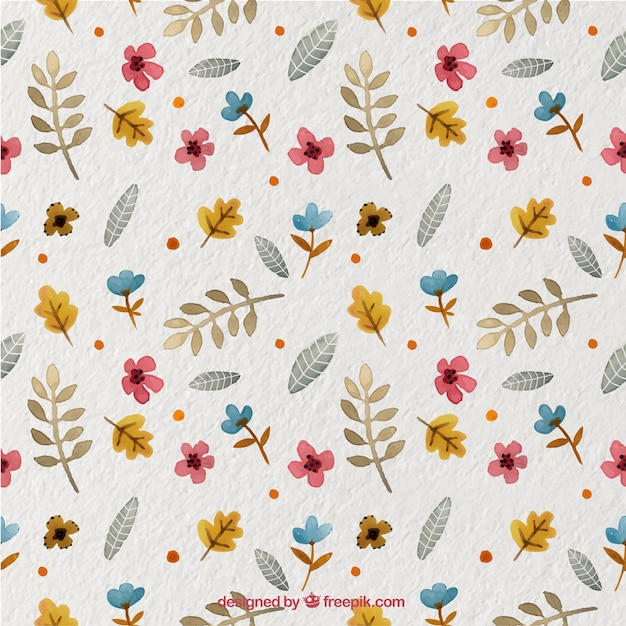 Free vector nice pattern with watercolor plants and flowers