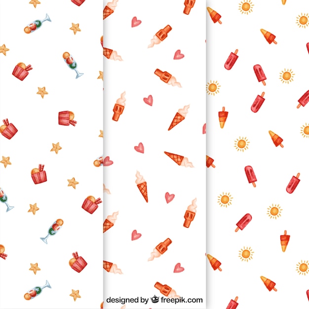 Free Vector nice patterns of watercolor ice cream