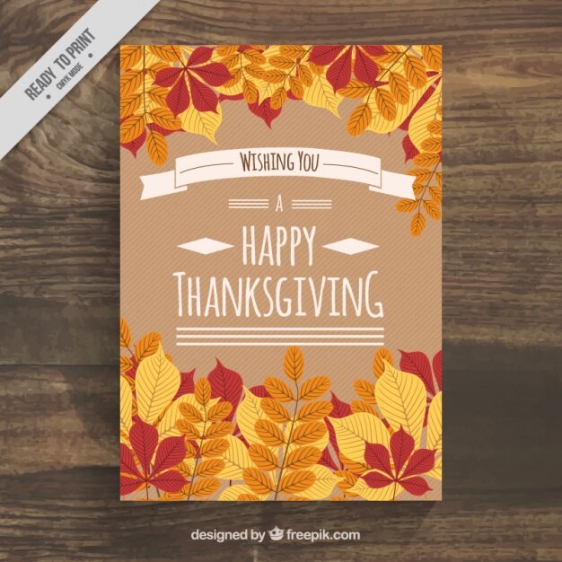 Free Vector nice poster with leaves for thanksgiving day