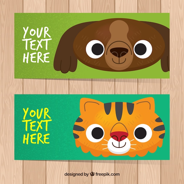 Free Vector nice puppy and cat banners