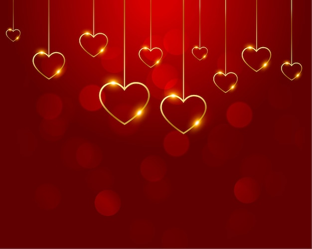 Free Vector nice red with golden hearts decoration