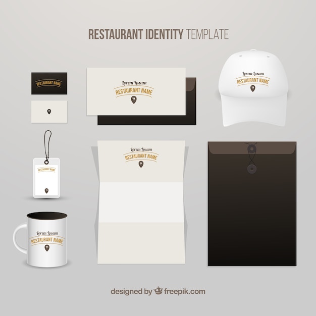 Free vector nice restaurant identity with a cap