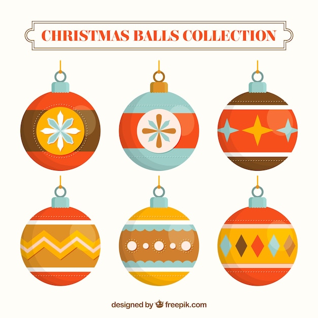 Nice retro christmas balls in flat design