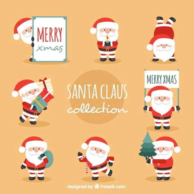 Free Vector nice santa claus in different positions