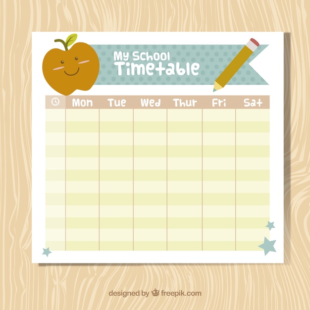 Nice school timetable with school elements