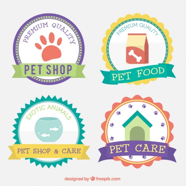 Free Vector nice selection of pet shop badges