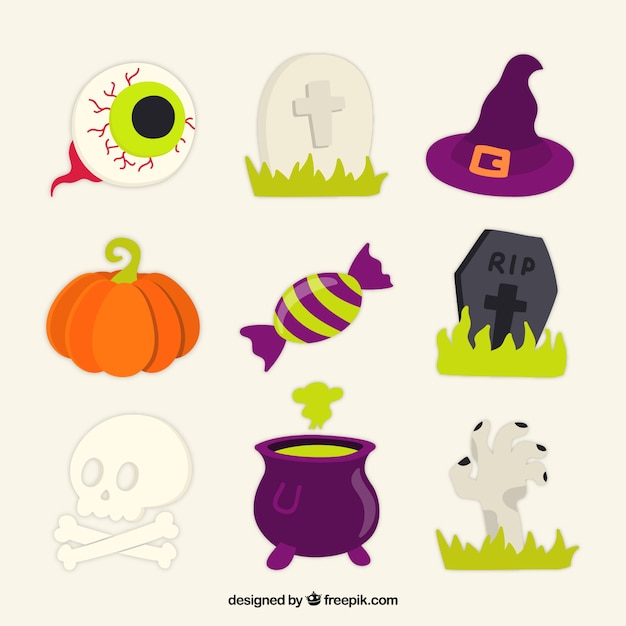 Nice set of colorful halloween elements