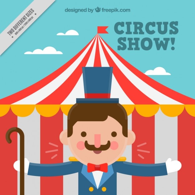 Free Vector nice showman with a big top circus background