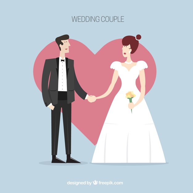 Nice wedding couple with heart background