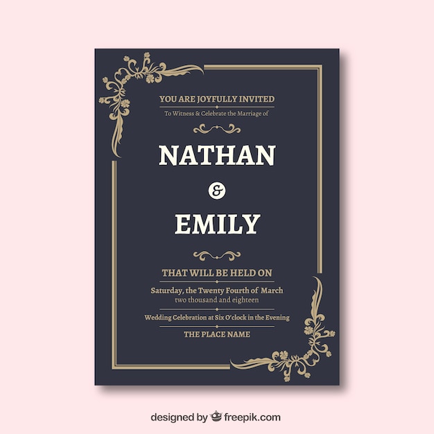 Nice wedding invitation in flat design