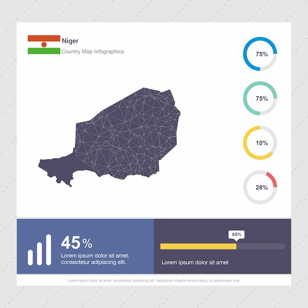 Niger Map & Flag Infographics template