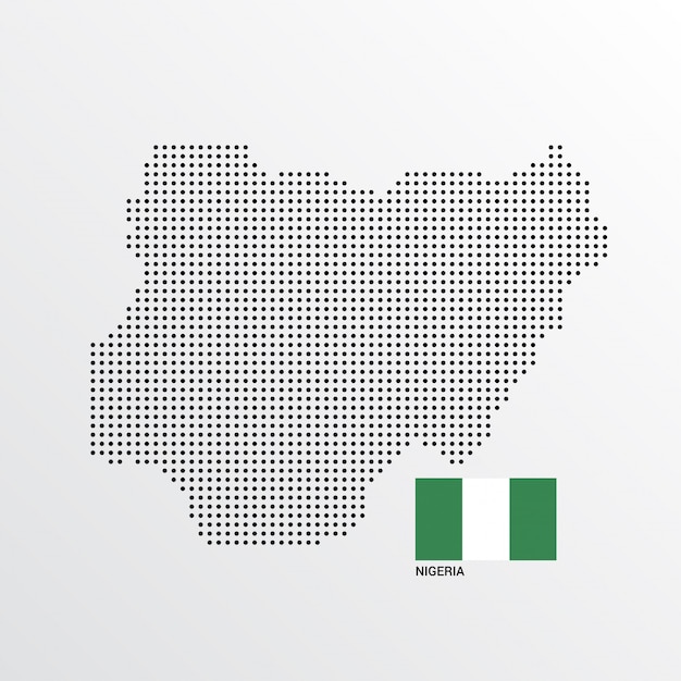 Nigeria Map design with flag and light background vector 