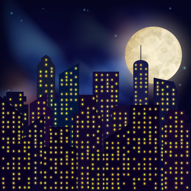 Free Vector night city landscape