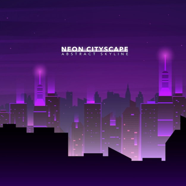 Free Vector night city skyline background