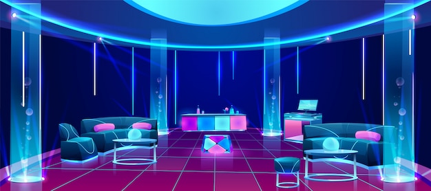 Night club interior with furniture