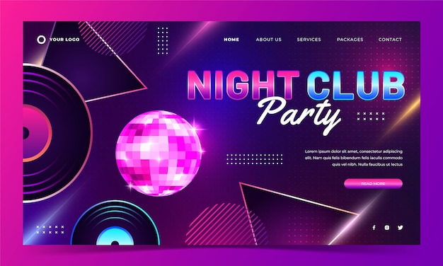 Night club party landing page template