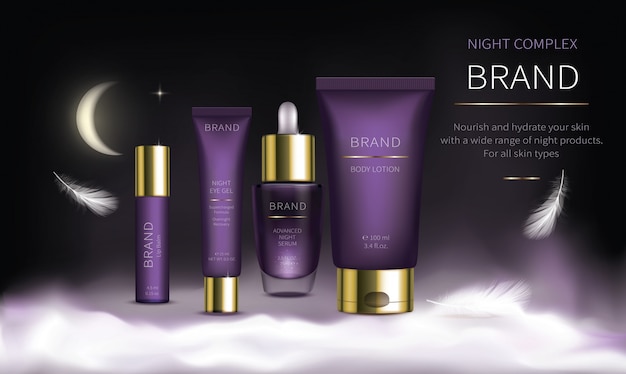 Night cosmetic series for face skin care