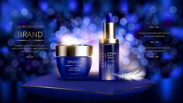 Free Vector night cosmetic series for face skin care