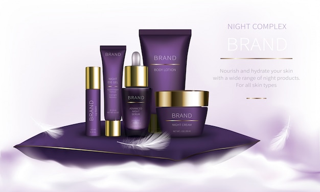 Night cosmetic series for face skin care