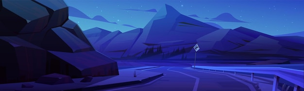 Free vector night curvy mountain road