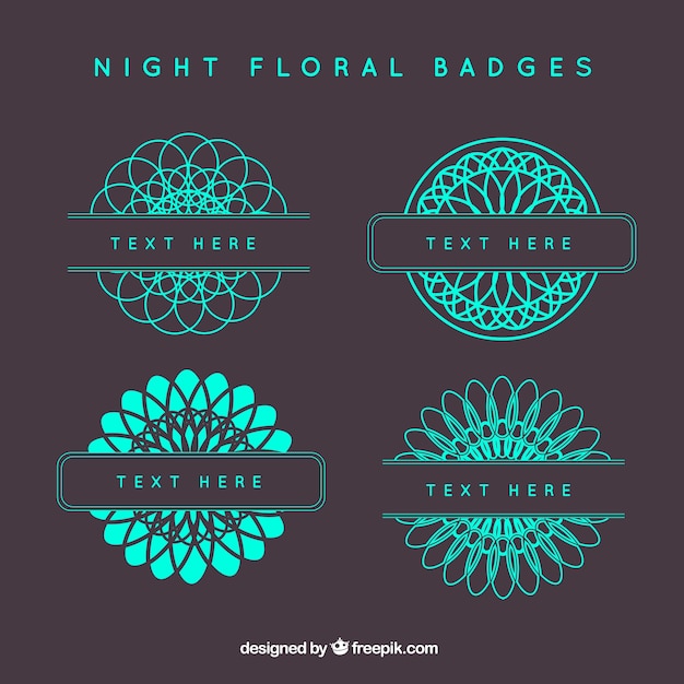 Free vector night floral badges