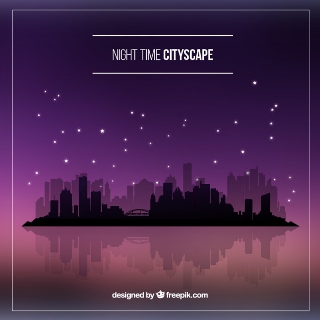 Free Vector night modern city background