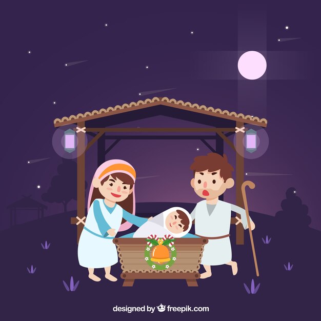 Night nativity scene background 