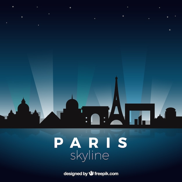 Free Vector night paris skyline