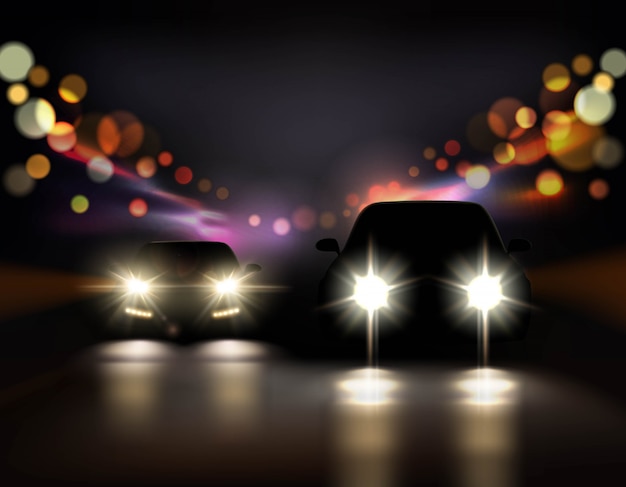 Free Vector night ride cars illustration