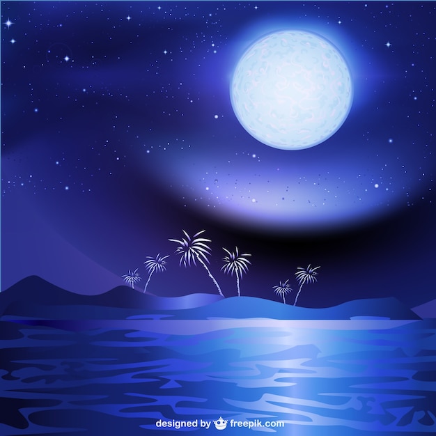 Night sea landscape background