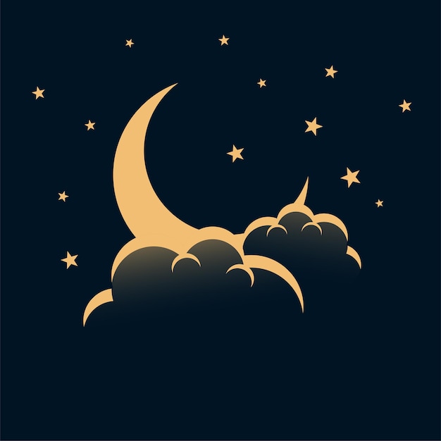 Night sky with moon stars and clouds background