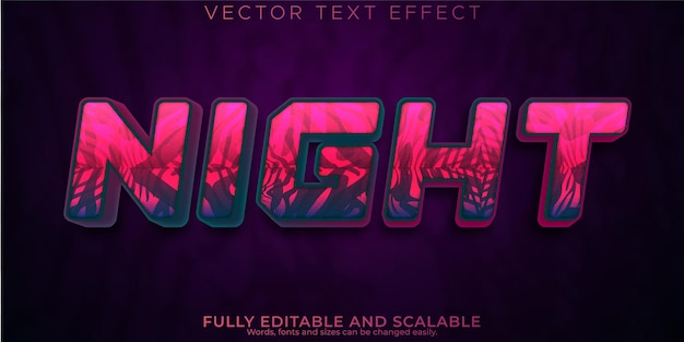 Night text effect editable party and nebula text style