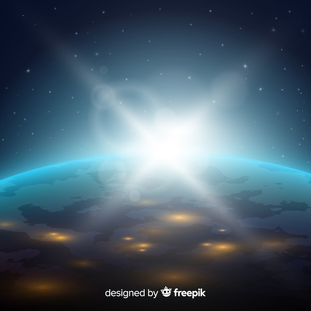 Night view of planet earth with realistic design