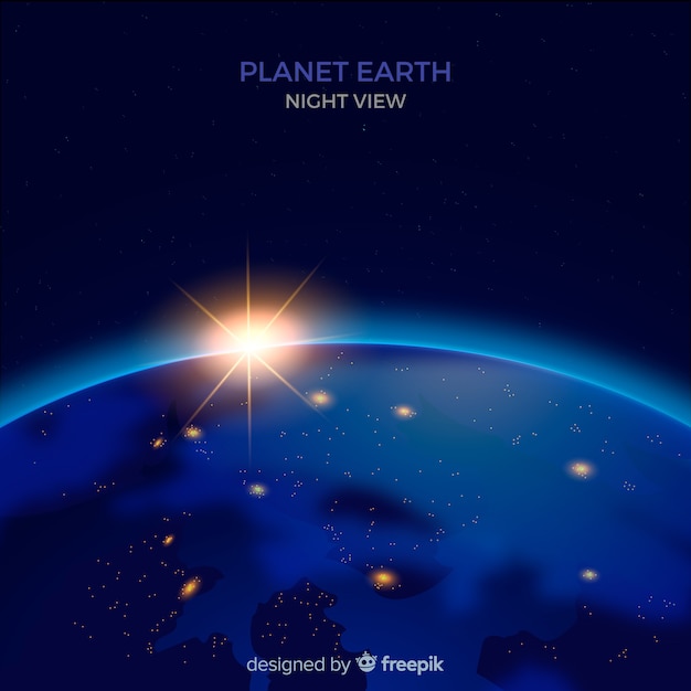 Night view of planet earth with realistic design