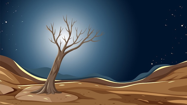 Free Vector nighttime religious moses bible story death tree on desert drought landscape