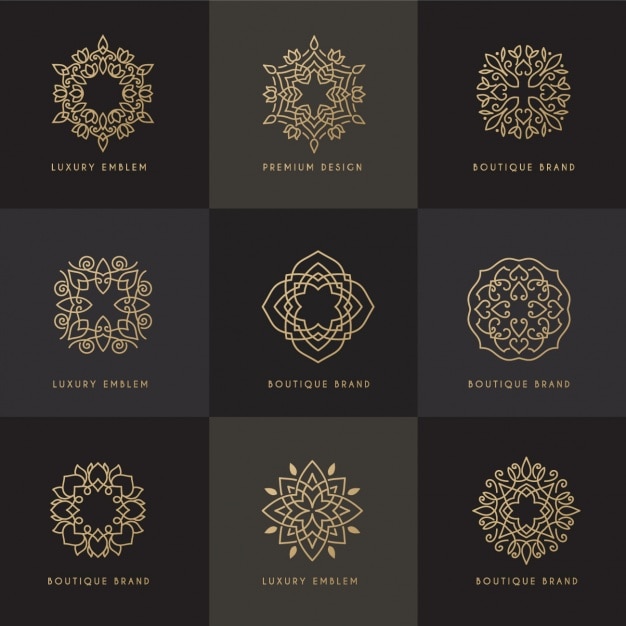 Free Vector nine golden ornamental frames